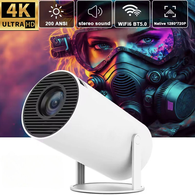 2024 New 4K Android 11 Projector Dual Wifi6 200 ANSI Allwinner H713 BT5.0 1080P 1280*720P Home Cinema Outdoor Portable Projector