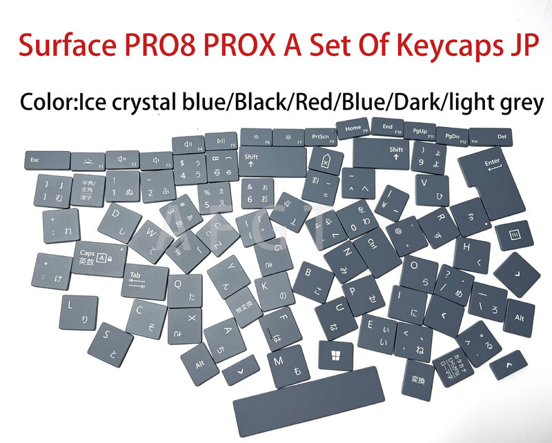 غطاء لوحة مفاتيح أصلي لسطح Pro8 ProX غطاء لوحة مفاتيح 1983 1876 مجموعة كاملة من أغطية مفاتيح أسود رمادي أزرق أحمر JP
