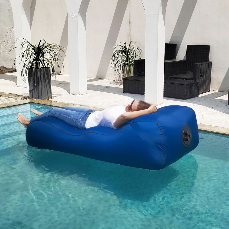 Tumbona inflable portátil de nailon, cama de aire automática, recargable, para exteriores, sillas de playa junto al lago