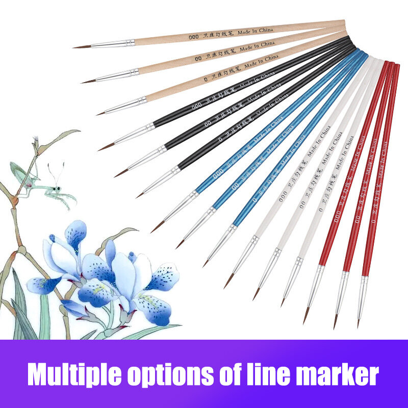 3/10Pcs/Set Fine Hand-painted Thin Hook Line Pen Nylon Hair Brush Painting Pen Drawing Art Pen #0 #00 #000 Paint Brush Art Suppl