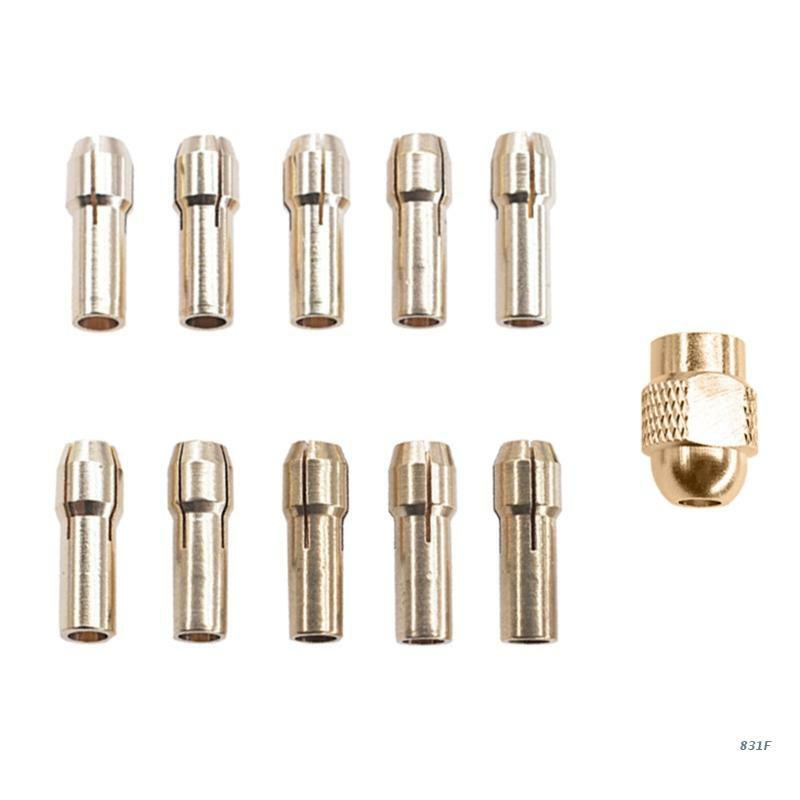 11 pçs conjunto de mandril de cobre collet mandril fordremel ferramenta rotativa cnc gravador