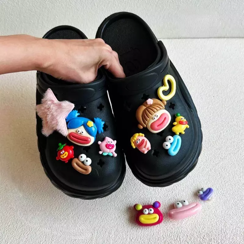 Cartoon Shoe Accessories for Girls and Women, Shoe Buckle, Hole Sandals, Decoração, DIY Designer, Flower Gifts, Cute, Engraçado, Kid, 10Pcs Set