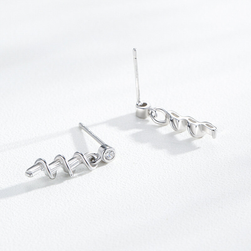 Ailmay 925 Sterling Silver Fashion orecchini a forma di onda abbagliante CZ per donne e ragazze accessori per feste di matrimonio gioielli