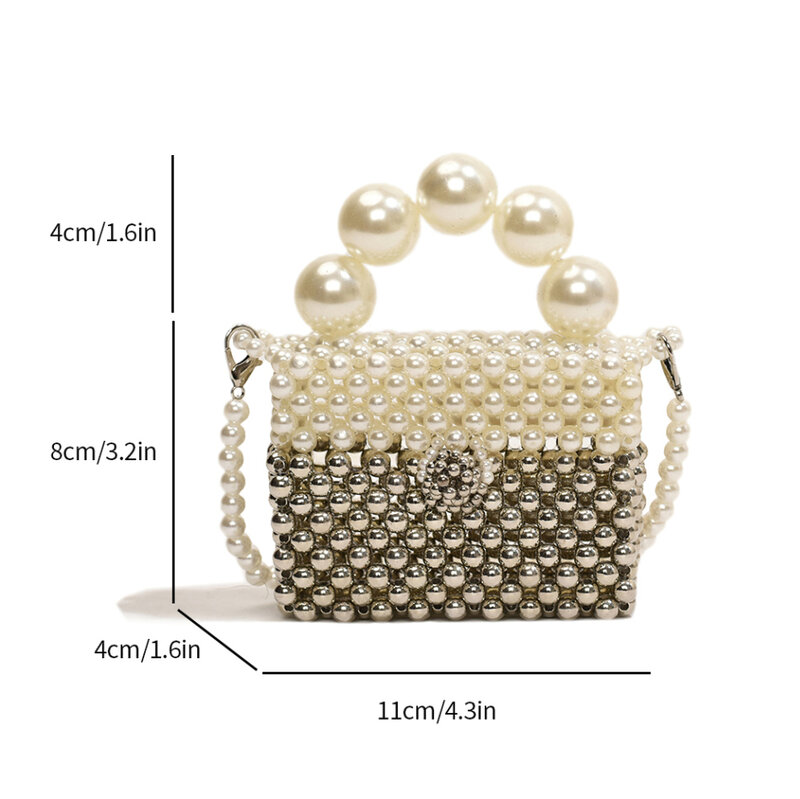 Tas tangan wanita, tas tangan mutiara buatan tangan tenun Femme 2024 dompet pernikahan mewah kualitas tinggi PVC kotak lipstik