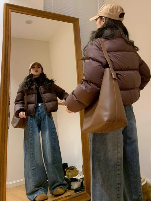 2022 Women Winter Warm Down Cotton Jacket Short Coat Student Teen Girls Cotton-padded Clothes Female Long Sleeve Parka Outerwear