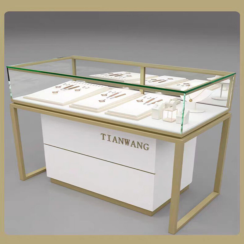 Custom, luxury cabinetgold handle hardware glass display cabinetjewelry display