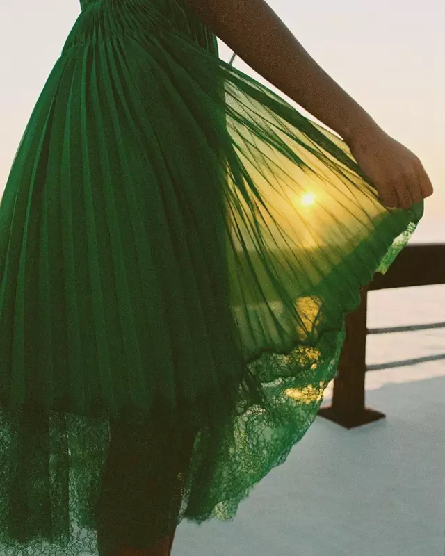 SERENDIPIDTY-vestidos con volantes de tul de encaje para mujer, faldas con cuello en V, estilo informal, color verde, Simple, hecho a medida, talla grande, Verano