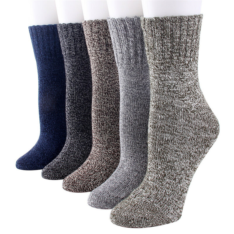 5pairs Winter Men's Merino Wool Socks Super Thick Warm High Quality Harajuku Retro Snow Casual Antifreeze Cashmere Socks Men New