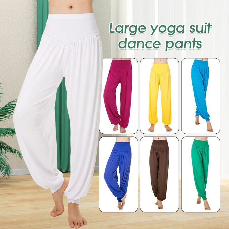 Pantalones de Yoga para mujer, bombachos elásticos, sueltos, informales, de algodón suave, para Yoga, danza, deporte, Fitness