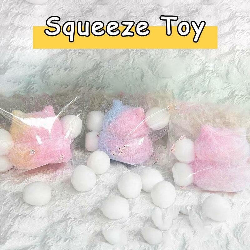 1Pcs Cute Cat Handmade DIY Fuzzy Cat Stress Release Gift Squeeze Toy