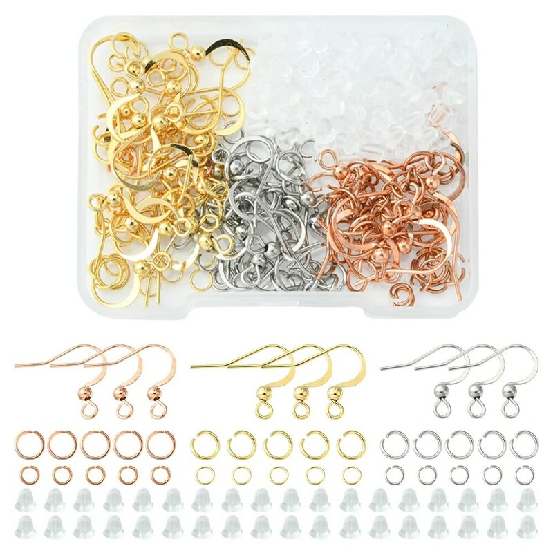 36Pcs 316 Stainless Steel Earring Hooks with Jump Rings Plastic Ear Nuts Ear Plugs Jewelry Making Kit For DIY Earring Finding