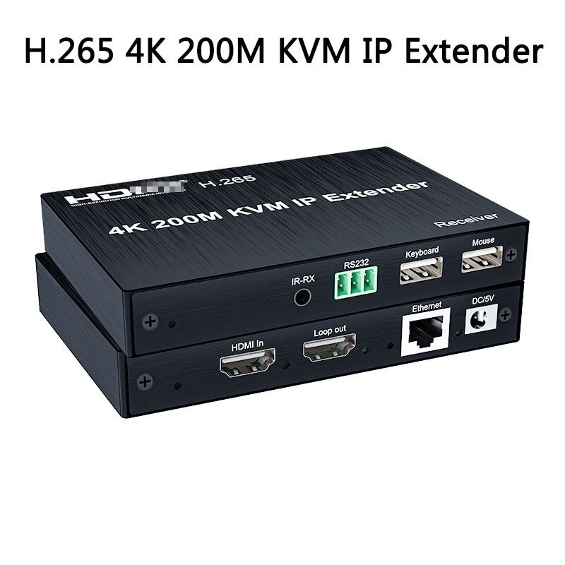 Extensor KVM 4K 200M sobre IP RJ45 Cat5e/6 para HDMI, compatible con matriz, USB, compatible con ratón, interruptor de red multipunto