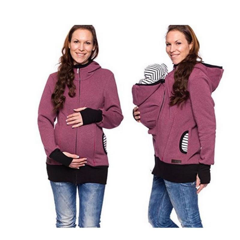 spring three-in-one Multifunctional Clothes Women's Kangaroo Mommy hooded keep warm women's sweater (removable nursery bag)