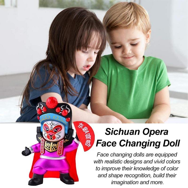 Кукла с изменяющимся лицом, кукла-панда, фигурки с 4-стильным лицом, меняемая милая и забавная игрушка-панда, статуи для домашнего декора для китайского