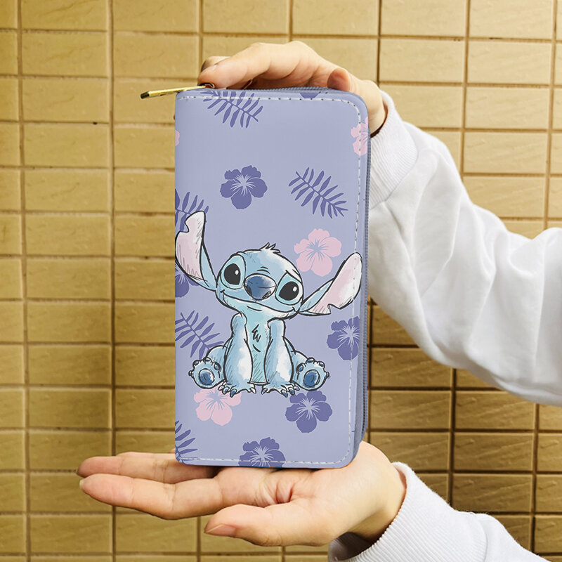Dompet Anime Disney Lilo Stitch W5999, tas dompet kasual ritsleting kartun, tas tangan penyimpanan kartu hadiah