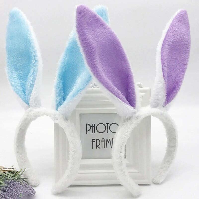 Cute Easter Headband Rabbit Ear Headwear for Adult Kids Happy Bunny Ear Party Decoration Festival Supplies Cosplay Hairwear Gift