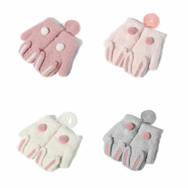 Теплые ветрозащитные плюшевые плотные перчатки для малышей, детские перчатки, подвесные шейные Перчатки, варежки с закрытыми пальцами, детские перчатки