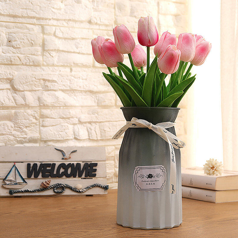 PU Mini Tulip simulazione fiore finto Bouquet da sposa transfrontaliero Home Feel idratante tulipano all'ingrosso