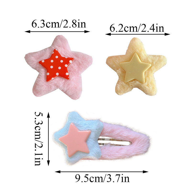 Pasadores de estrella coloridos para mujeres y niñas, horquilla de felpa, Clip de Metal BB, accesorios para el cabello, 1 unidad