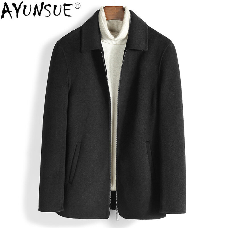 Jaqueta de lã real masculina, roupas estilo coreano, casaco de inverno, roupas masculinas, Erkekler Ceket, LXR945
