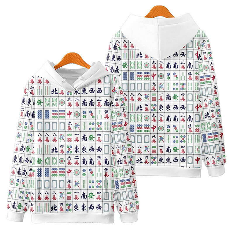 Chiny Mahjong 3D drukuj ponadgabarytowych kobiet/mężczyzn bluza z kapturem bluza Harajuku Streetwear Hip-Hop sweter dres z kapturem ubrania