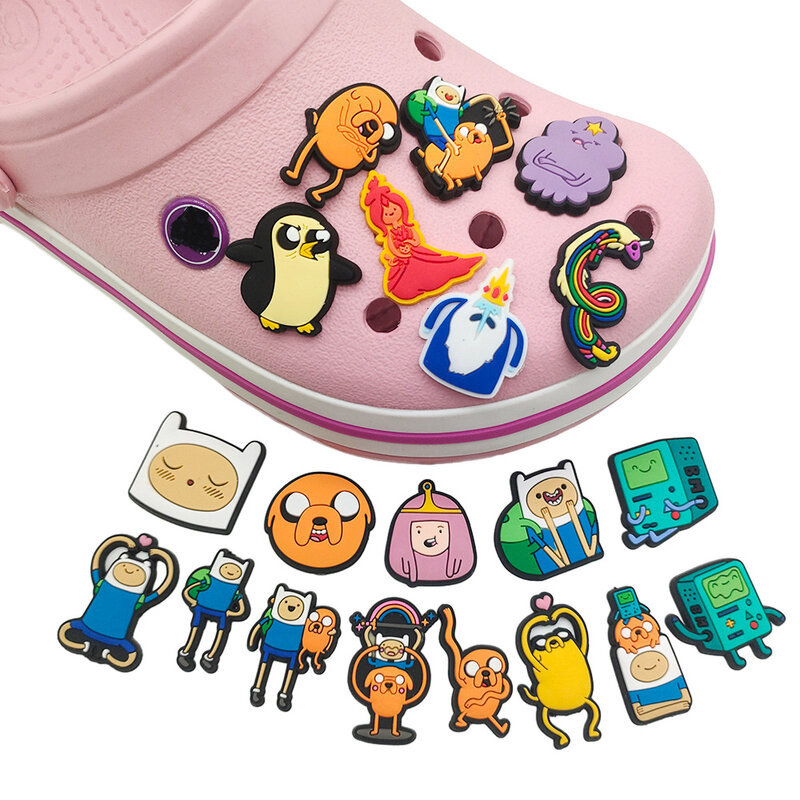 Breloques Croc Adventure Time pour enfants, décorations de chaussures, accessoires de dessin animé, cadeaux de Noël en PVC, fête, 1PC