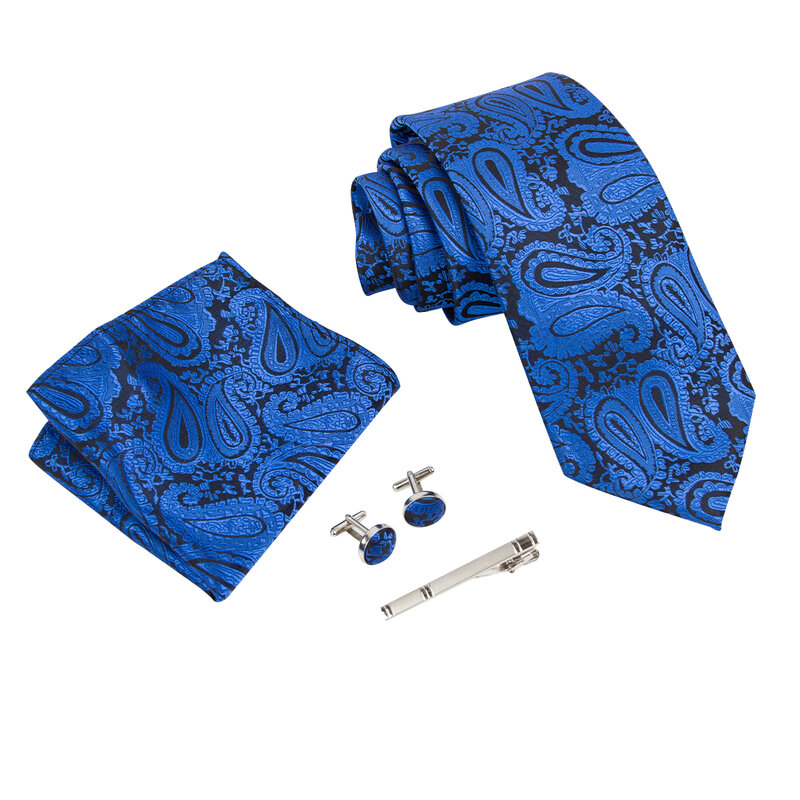Epeibao-Ensemble de cravates classiques à carreaux noirs pour hommes, avec boutons de manchette et clips en métal, vintage, accessoires pour groupe Fit