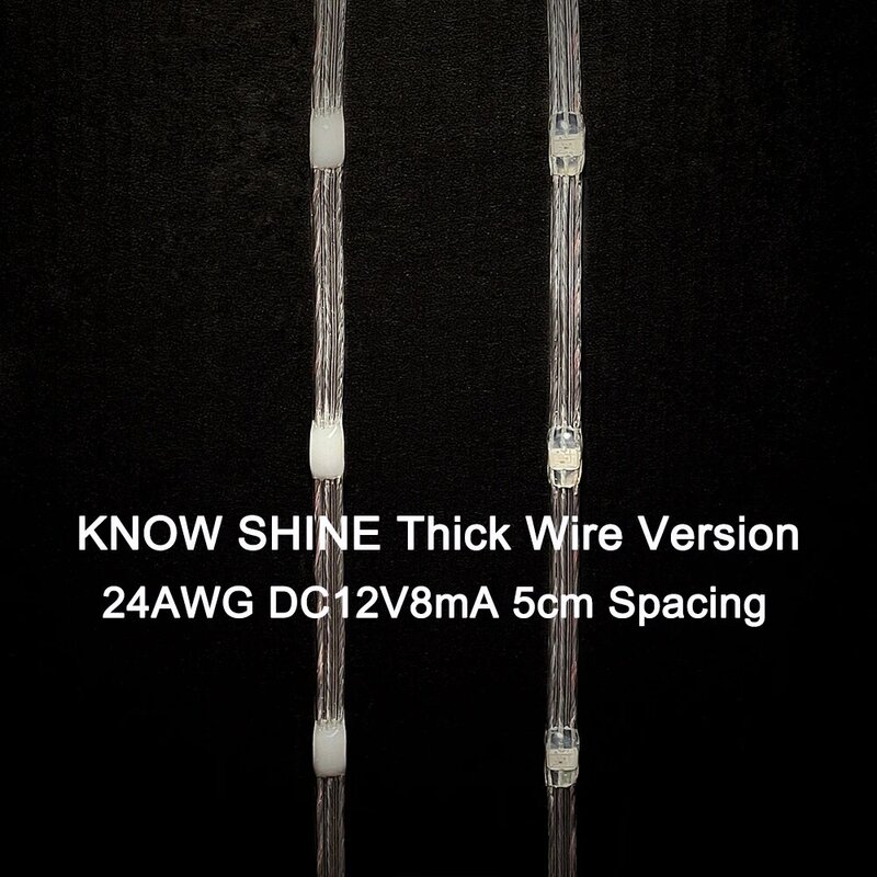 Thick Wire Version 24AWG DC12V8mA 5cm Spacing LED String Lights WS2811 RGBIC Addressable Individually Clear Glue Matte Glue