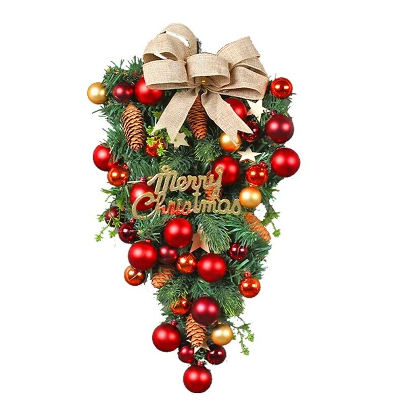 1 Stuks Opknoping Ornament Kerst Kunstmatige Krans Decoratie Zoals Afgebeeld Plastic + Metaal Voor Voordeur, Muur, Open Haard