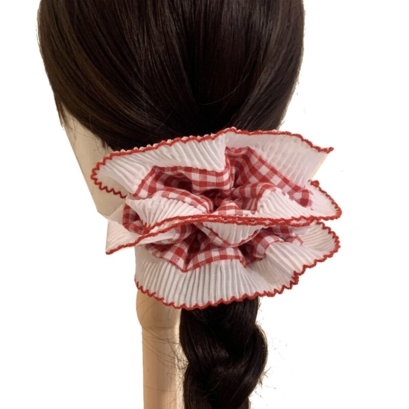 French Lace Scrunchies Large Hair Buns Hair Rope Female BigBun Elastic Hair Tie F0T5
