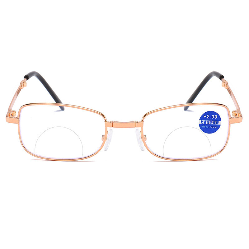 Kacamata lensa kaca asli logam pria wanita, kacamata presbiopi bingkai penuh persegi Anti gores + 1.5 2.0 2.5