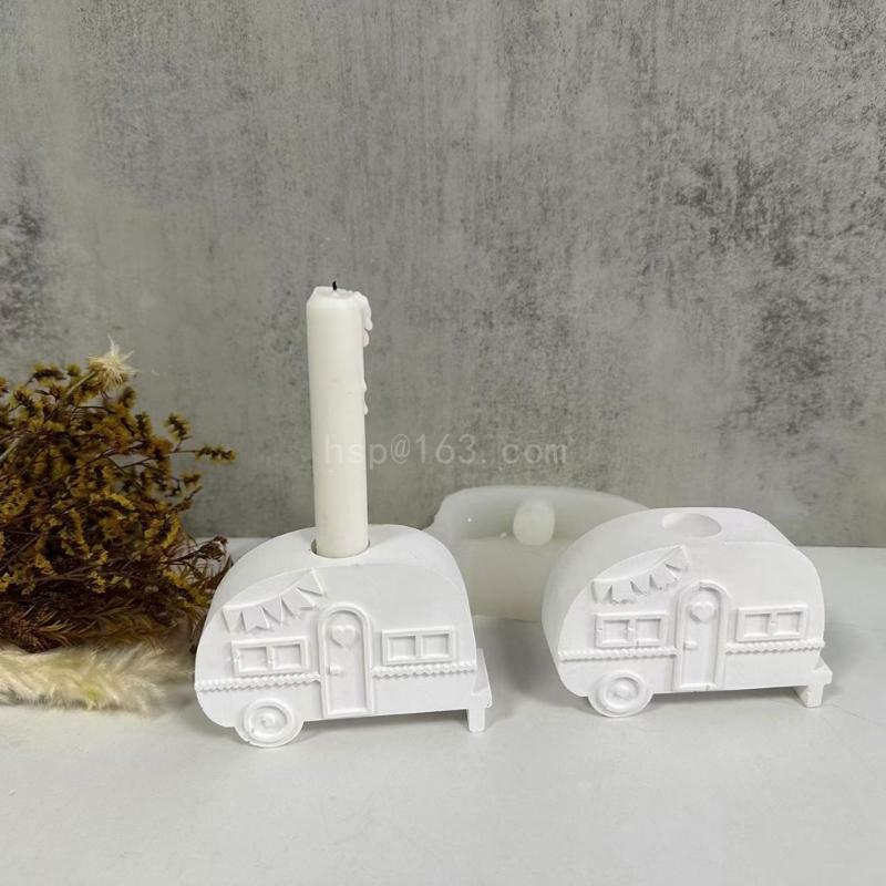 Stampo in silicone Stampi per candelieri per autobus Stampo per ornamento portacandele in gesso e cemento