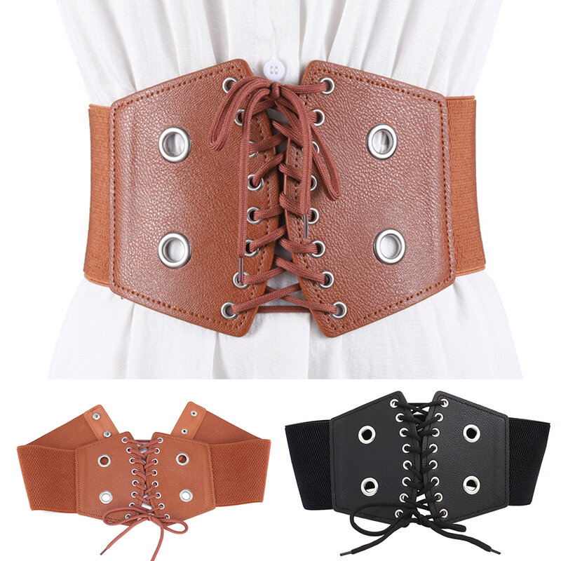Cinturón de corsé ancho con remaches de cintura alta para mujer, cinturón adelgazante con sello de cintura Ultra ancho, informal, clásico, atado