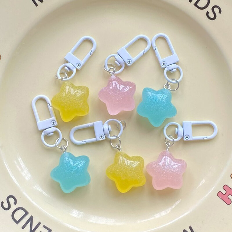 Jelly Pentagram resina portachiavi stelle ciondolo portachiavi per ragazze zaino fascino custodia per cuffie accessori coppia creativa regali