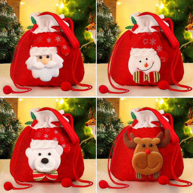 크리스마스 캔디 드로스트링 가방, 산타 클로스 눈사람 비스킷, 음식 핸드백 크리스마스 파티 쿠키 장식, 어린이 선물 가방