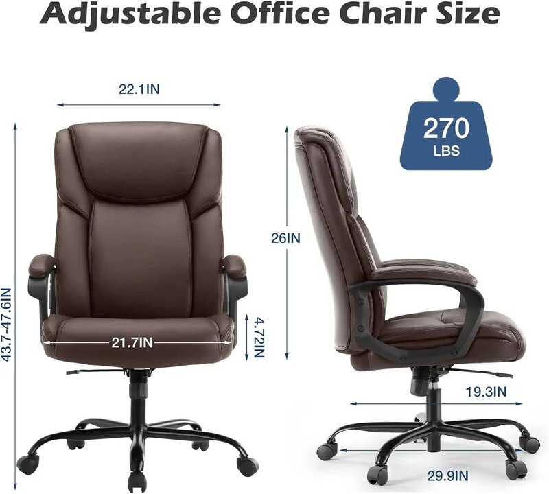 Executive Office Chair - Ergonomic Home Computer Desk Chair for Heavy People with Wheel, Lumbar Support