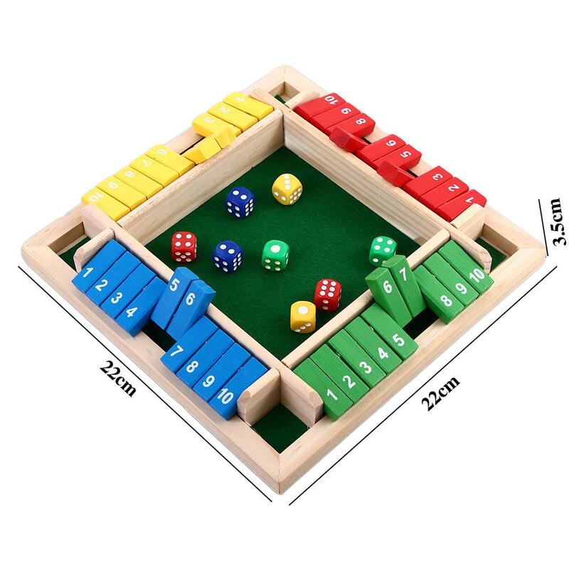 1 zestaw plansz dla rodziców-gra dla dzieci czterostronna gra planszowa z klapką gra w karty dla dzieci, zamykająca pudełko numer z drewna gra w kości grę