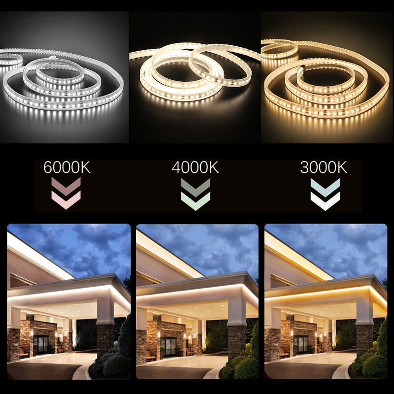 Impermeável LED Strip Lights para Home Decor, fita de fita flexível, Corda Luzes, DC 12V, 24V, SMD 2835, 120LEDs/m, IP67, CRI 80RA, 3000K, 4000K, 6000K