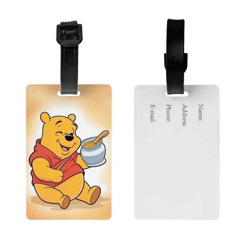 Custom Winnie The Pooh Luggage Tag Cartoon Bear Travel Bag Suitcase Privacy Cover ID Label