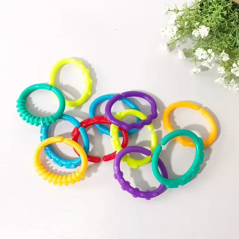 10pcs Baby Stroller Rainbow Loop Hook Silicone Food Grade Dental Rubber Ring Hand Grip Connecting Ring Stroller Accessoris