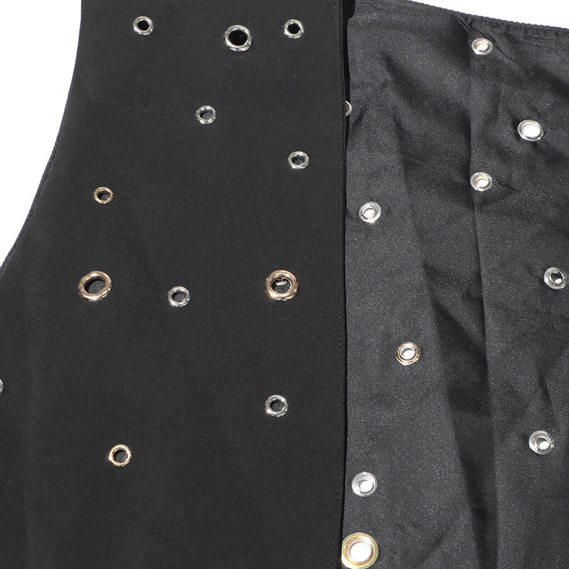 TANNT Women Vest 2024 New All Match Lace Up Handmade Rivet Sleeveless Top For Women Fashionable Solid Short Black Waistcoat