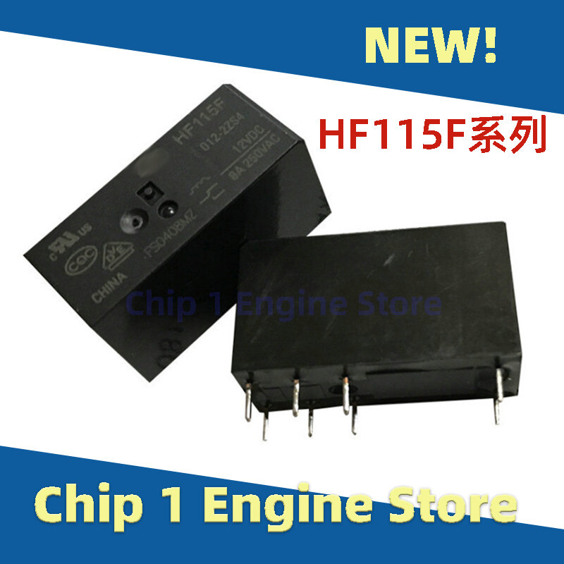 HF115F-005-2ZS4 relai asli 5 buah HF115F-024-2ZS4 HF115F-012-2ZS4 8A 8-pin relai terbuka ganda