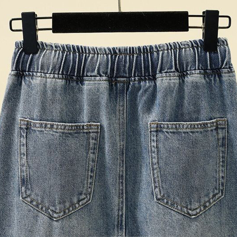 Nowe jesienne długi dżinsowy spódnice damskie w stylu Vintage High Wasit spódnica jeansowa proste boczne rozcięcie w linii a spódnice ołówkowe kobiet