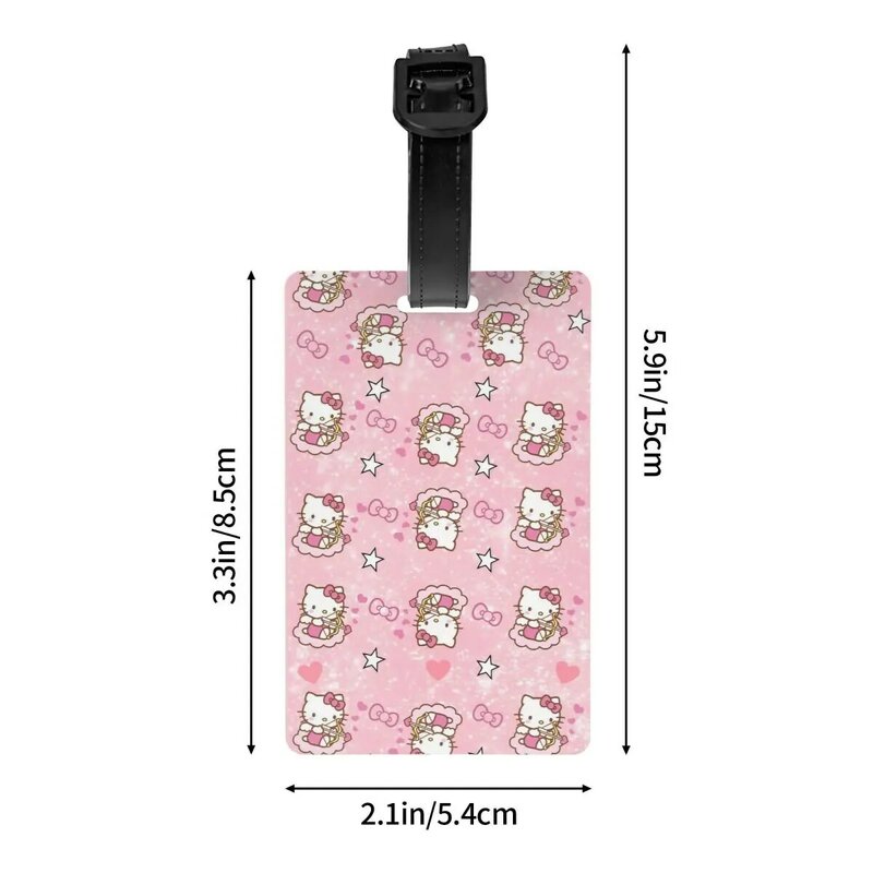 Hello Kitty Pattern Luggage Tag With Name Card Cute Cartoon Privacy Cover ID Label for Travel Bag Suitcase
