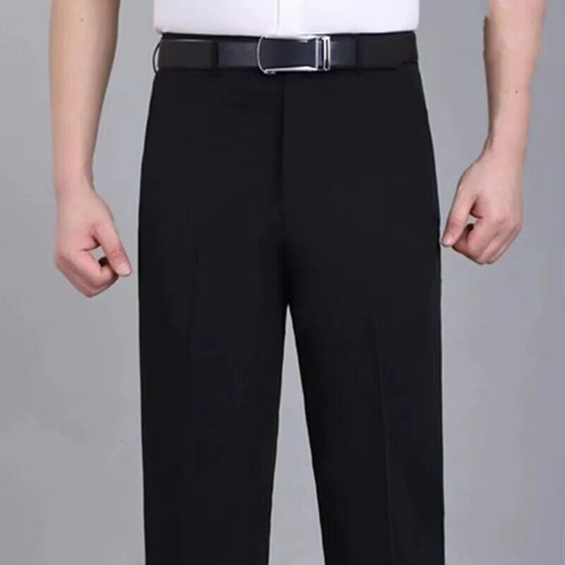 Summer Thin Style Men Ice Shreds Casual Trousers Straight Cylinder High Waisted Deep Crotch Loose Sagging Sensation Long Pants