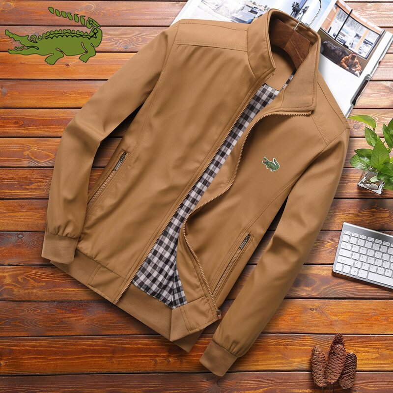 CARTELO ricamato autunno inverno Business Casual giacca grande da uomo di alta qualità con cerniera colletto alla coreana giacca sportiva da uomo all'aperto