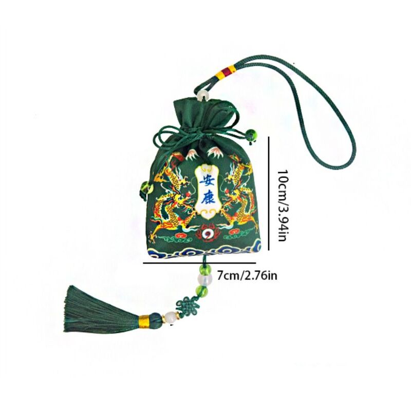 New Year Lucky Bag Dragon Year Cloth Sachet for Filled Fragrant Herbs Printing Bundle Pocket Tassel Small Pouch Hanging