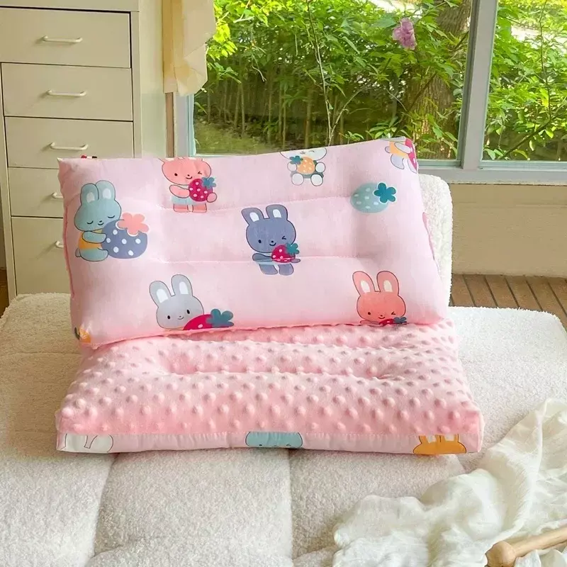 Poduszka dla dziecka noworodek z czystej bawełny poduszka pod kark oddychający i wygodny dodatek do wzrostu poduszka ze zwierzątkiem z kreskówek