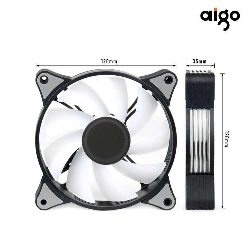 Aigo AR12PRO 컴퓨터 케이스 팬 PC 120mm rgb 팬 4 핀 PWM CPU 냉각 팬 3 핀 5v 공간 제약 없음 argb 12cm