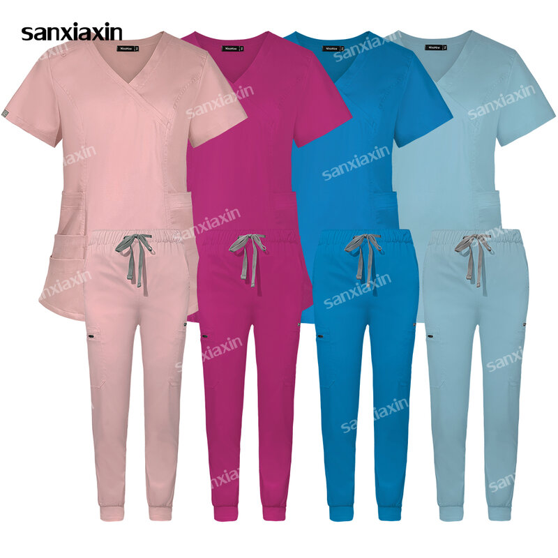 Pakaian operasi rumah sakit Salon kecantikan pakaian kerja seragam perawat medis Set Scrub wanita Aksesori perawatan Klinik Gigi celana atas